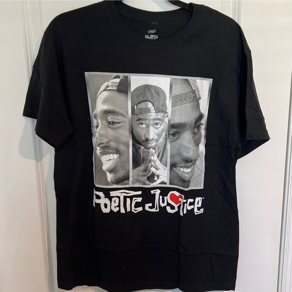 NWOT Philcos Poetic Justice Short Sleeve Crew Neck Graphic T-Shirt Black Men's S